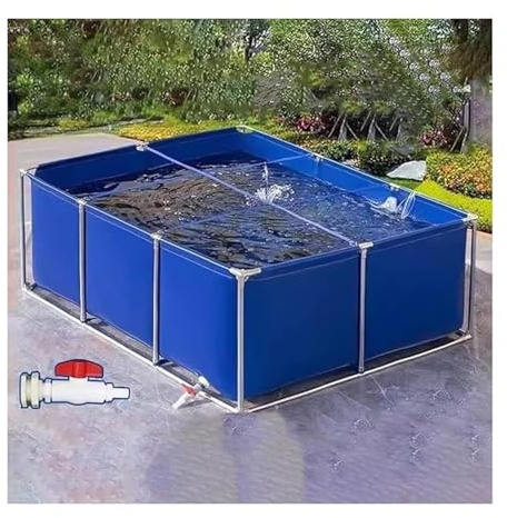 EBZFASO Piscina Fuori Terra, Piscina Fuori Terra - Stagno for Pesci in Tela con Staffa Metallica(2x4x0.8m)