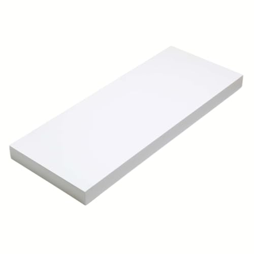Hudson Rectangular Floating Shelf Kit, Thick Box Shelving Unit, W90 x D23.5 x H3.8 cm, Gloss White Finish with Concealed Wall Brackets, Simple Installation for Bedroom, Kitchen, Living Room & Hallway