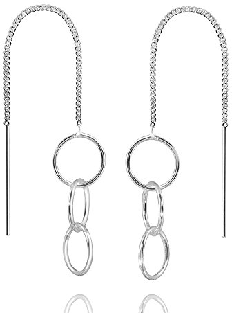 MATERIA 925 Silber Ohrringe Durchzieher - Damen Ohrhänger lang Ringe inkl. Schmuck Schachtel #SO-224