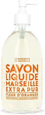 La Compagnie de Provence - Savon Liquide de Marseille 495ml - Parfum Fleur d'Oranger - Flacon en Verre - Pour Corps et Mains - Made in France
