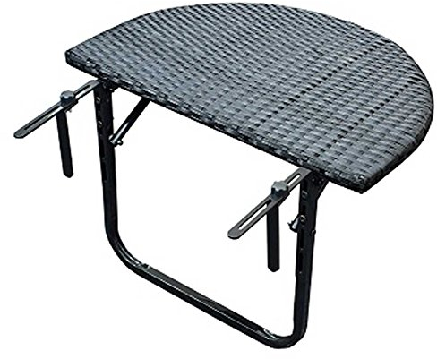 Gartenmoebel Balkonhängetisch 60x40cm, Metall + Polyrattan schwarz Balkon Tisch Hängetisch