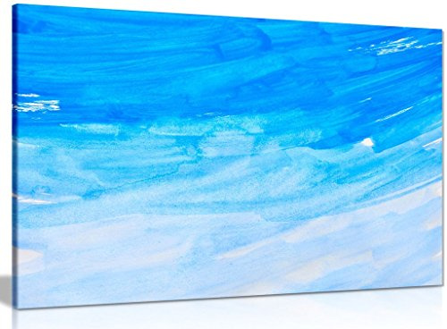 Abstract Modern Contemporary Blue Canvas Wall Art Picture Print (24x16in)