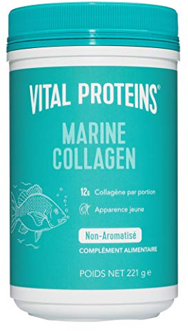 Vital Proteins Marine Collagen, Collagène Marin en poudre (Type I), Collagène hydrolysé Peau, Cheveux, Ongles, Os, Muscles, Non Aromatisé, Sans Gluten. Complément alimentaire, Boîte de 221g.
