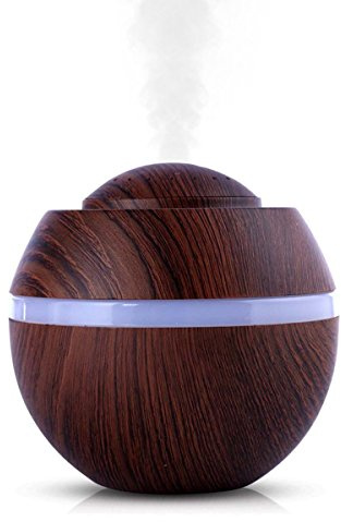 DINOWIN 400ML Aroma Diffusoren Holzmaserung Luftbefeuchter Aromatherapie Luftbefeuchter für Schlafzimmer, Ofiice, Yoga, SPA (Tiefe Holzmaserung)