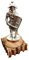 Eurofusioni Römische antike Gladiator Figur - Miniatur Sammlerstück - Mini Statue Versilbertes Metall mit Handgemaltes Harz Basis - Kleine Römischer Modell zur Sammlung - h 5 cm