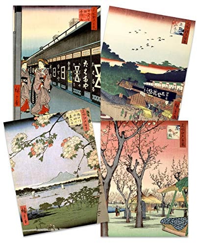Wee Blue Coo Japanese Woodblock Utagawa Hiroshige Ukiyo-e Unframed Wall Art Print Poster Home Decor Premium Pack of 4 japanisch Holz Wand Zuhause Deko