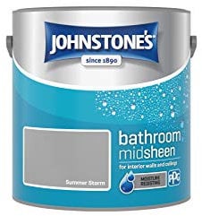 Johnstone's - Bathroom Paint - Summer Storm - Mid Sheen Finish - Stain Blocker Paint - Use in Moist & Damp Areas - Low Odour - Dry in 1-2 Hours - 12m2 Coverage per Litre - 2.5L