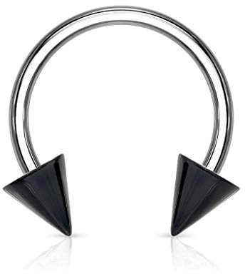 viva-adorno Universal Hufeisen Piercing Chirurgenstahl 316L UV Spitzen Septum, Lippe, Augenbraue, Nase Z305, schwarz