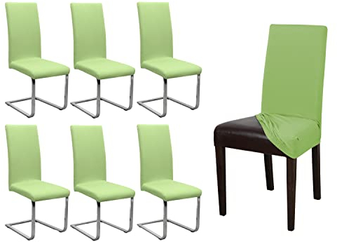 BEAUTEX 6er Set Jersey Stuhlhusse, elastische Stretch Husse Baumwolle Bi-Elastic, Farbe wählbar (Hellgruen)