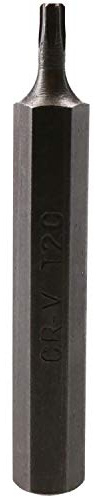 AB Tools T20 Torx Star Bit 75mm Length 10mm Shank Chrome Vanadium Hardened Tip Cr-V