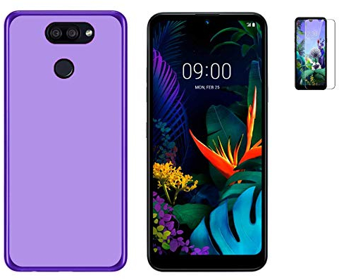 Todobarato24h Funda Compatible con LG K40S (6.1) Pulgadas Morada TPU Lisa Silicona + Protector Cristal Templado
