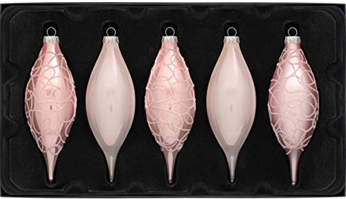 WeRChristmas Christbaumkugeln aus Glas in Tropfenform, Babyrosa, 15 cm, 5
