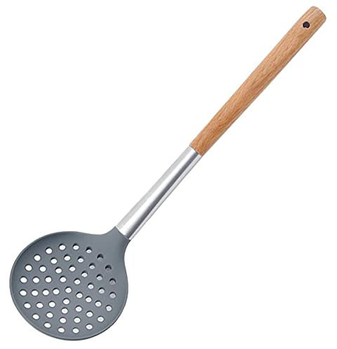 Utensile da cucina Antiaderente Manico in legno Mestolo per zuppa Spatola per frittura Pala Cucchiaio scanalato Cottura in silicone Utensile da cucina Colino Cucchiaio