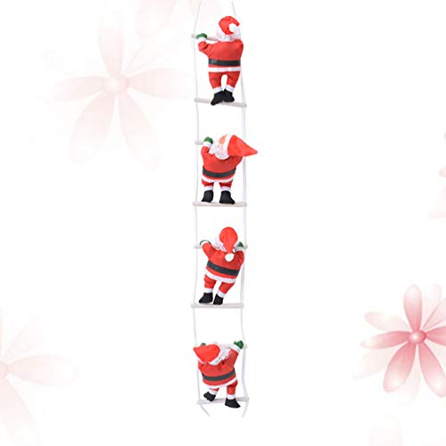 Holibanna Kletterender Weihnachtsmann 4 Weihnachtsmann Klettern auf Seilleiter animierte Weihnachtsschmuck für Weihnachtsbaum Xmas Party Outdoor Home Dekoration Leiter Dekor