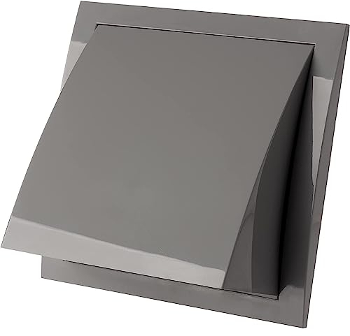 Ø 125mm Grau Lüftungsgitter mit Wetterschutz - Kunststoff Wetterschutzgitter - Fassadengitter mit Rückstauklappe