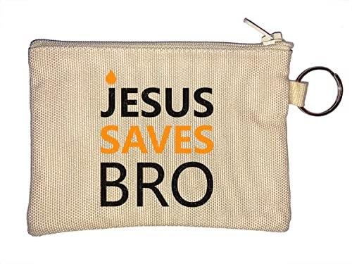 Jesus Saves Bro Minimalist Candle Styled Christian Logo Monedero llavero Beige One Size