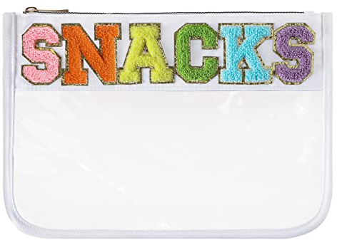 DYSHAYEN Durchsichtige Chenille-Tasche mit Reißverschluss für Reisen, Nylon, transparente Kosmetiktasche, Make-up-Reisetasche für Damen, Weiße Snacks, modisch