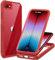 CENHUFO Compatible with iPhone SE 2020/2022 Case Built-in Glass Screen Protector, 360°Full Body Heavy Duty Protective Phone Case for iPhone 8/7/ iPhone SE2/SE3 Case 4.7 -Red