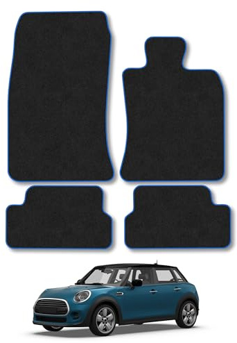 Mini Cooper (2008-2014) Carpet Car Mats | Blue Edge Trim Tailored Fit Floor Mats Full Coverage Protection Accessories Easy Clean Anti Slip Made in the UK