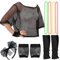 iZoeL Neon Netz Shirt 10tgl. 80er Jahre Outfit Accessoires Haarreif Halskette Handschuhe Beinstulpen 80er Kostüm Accessoires Halloween Karneval Cosplay Party