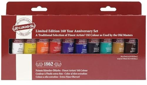 LUKAS 1862 Óleo 160 Años Edición Limitada Aniversario Set de Pintura, 10 x 37ml Tubos en colores surtidos