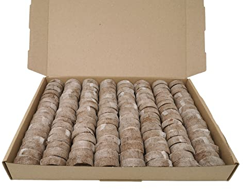 GREEN24 Kokos-Quelltabletten Ø45mm Made by Jiffy Quell-Töpfe Aussaaterde Anzuchterde Kokostablette mit Anleitung (Ø45mm, 128 Stück)