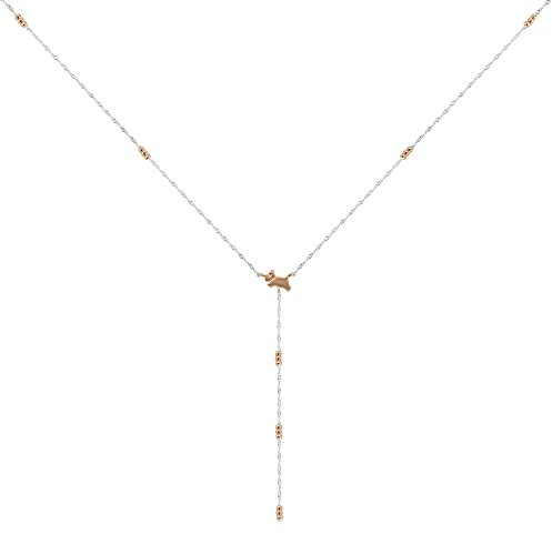 RADLEY Ladies 18ct Rose Gold Plated Beaded Lariot Jumping Dog Necklace RYJ2393S