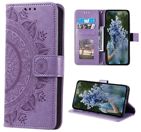 CoverKingz Handy Tasche kompatibel mit Samsung Galaxy S23+ - Handycase mit Kartenfach Handyschutzhülle Cover - Smartphonehülle klappbar Motiv Mandala Lila