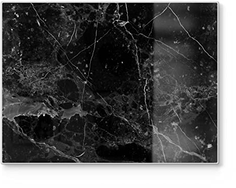 DEQORI Schneidebrett aus Glas | groß 40x30 cm | Motiv Marmorplatte nah | Design Schneideplatte für Küche | Frühstücksbrett antibakteriell & rutschfest | Glasplatte & Servierplatte