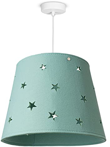 Paco Home Lampe pour enfants Chambre d'enfants Suspension Tissu Étoiles Garçons Filles Abat-jour Coloré E27 Moderne, Type de lampe:Lampe à suspension, Couleur:Bleu