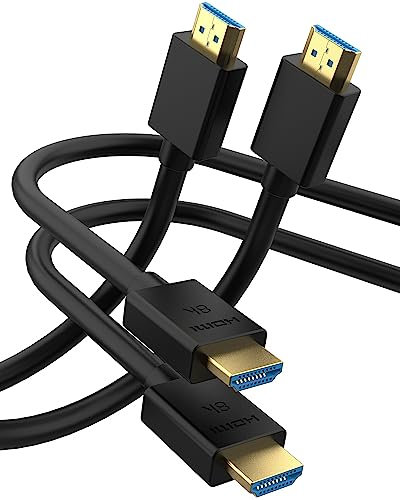 Parallel World Ultra HD 8K HDMI Cable[6.6ft-2 Pack] 2.1 with 8K@60Hz 4K@120Hz 48Gbps eARC Clear Sound Compatible with Dolby Vision Apple TV 4K Roku Sony LG Samsung Xbox Series X RTX 3080 PS4 PS5