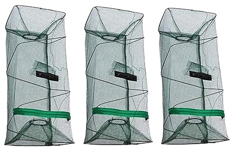 Bprtcra - Trampa para Peces Plegable (3 Unidades) - Cebo para Pesca, Críbero, Langosta, Cangrejo, Camarón - Red de Captura