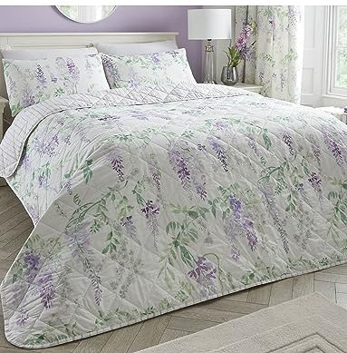 Dreams & Drapes Wisteria Quilted Bedspread Lilac Double/Kingsize