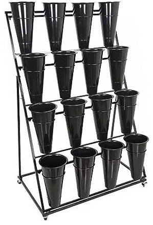 Blumenständer Pflanzentreppe Blumentreppe Rollender Blumenständer 16 12 9 6 4 Eimer, Blumenständer Aus Schmiedeeisen Für Floristen Und Hochzeiten, Gartenwagen Für Frische Blumen ( Color : Black , Size