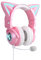 KUQIRMAOERJI Miko-J Casque sans Fil avec Oreilles de Chat (12 Couleurs changeantes) avec Microphone HD Amovible, Bouton de sourdine du Microphone, Prise Jack 3,5 mm, Jeu (Rose)