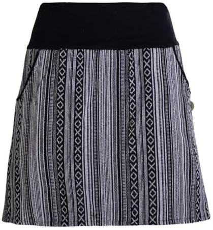 Vishes Damen Minirock Ethno-Style in Schwarz I Größe 4XL (44-46) I Bequem & modisch für Alltag & Freizeit I 100% Baumwolle I Für warme & kalte Monate I Nachhaltige Alternative Bekleidung