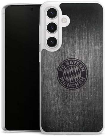 Slim Case kompatibel mit Samsung Galaxy S 24 Silikon Handyhülle transparent Hülle extra dünn Metallic Look FCB FC Bayern München