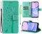 Oududianzi - Cover Compatibile con Samsung Galaxy A15 4G/5G Libro Flip Custodia Portafoglio Pelle PU Silicone TPU Antiurto [1X Vetro Temperato] [Slot Schede][Chiusura Magnetica][Funzione Stand]-Verde