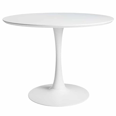 Noorsk Design Mesa de Comedor o Cocina Zurich Redonda (Blanco, 100 diámetro)