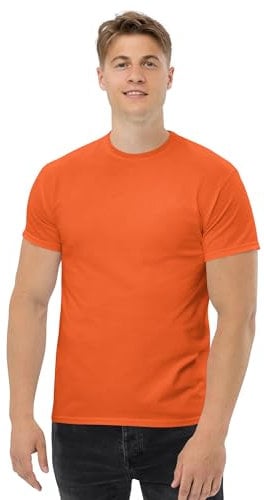 Mens T-Shirts Soft Cotton with Moisture Wicking Technology Round Neck Unisex Cotton Short Sleeves T-Shirt (M Orange)