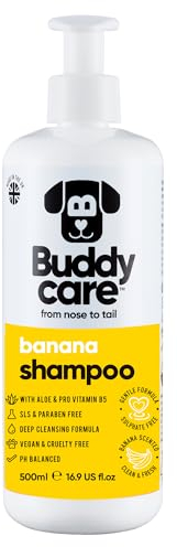Banana Dog Shampoo von Buddycare - Tiefenreinigendes Shampoo für Hunde - Fruchtiger Duft - Mit Aloe Vera und Pro-Vitamin B5 (500ml)