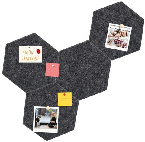 Okydoky Filz Pinnwand Selbstklebend, 19x22 cm, 4 Stück DIY Hexagon-Memoboard zum, Korkbrett, Filz-Pinnwände für Büro,Home,Schlafzimmer,Wanddekoration(DU GY-1922, 4pc).DE