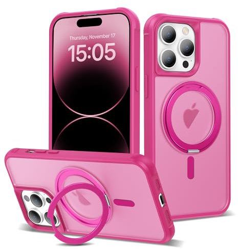 TOKVANZ Schutzhülle für iPhone 14 Pro mit 360° drehbarem Magnetring-Ständer [kompatibel mit MagSafe] [Schutz in Militärqualität], durchscheinende, matte iPhone 14 Pro Handyhüllen für Damen und Herren,