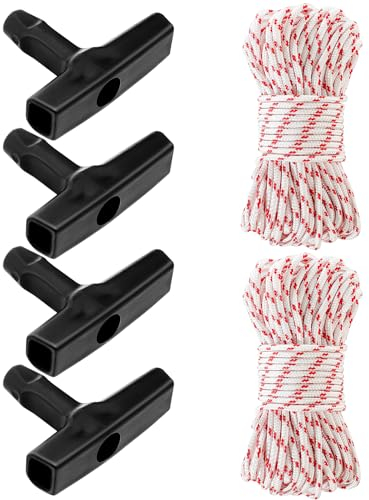 2 Stück Starterseil Rasenmäher 10 Meter mit 4 Stück Startgriff, Rasenmäher Seilzug, Seilzugstarter Rasenmäher, Rasenmäher Starterseil für Rasenmäher, Motorteile, Kettensägen, Trimmer