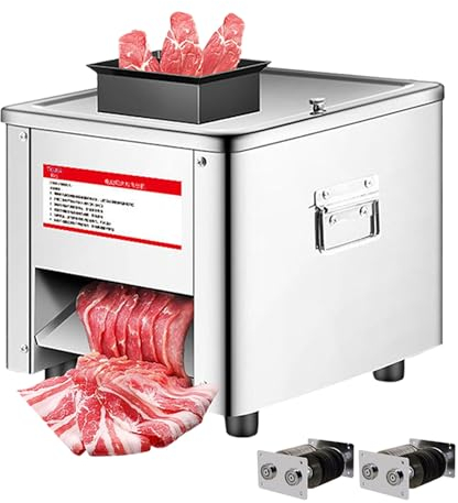 Commercial Meat Cutter/Automatic Cutting Machine with 15mm Replacement Blade, Electric Stainless Steel Meat Strips Cubes Dicer, Vegetables Slicer for Restaurant Meat Shop,10mm