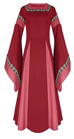 Costume médiéval pour adulte homme et femme - Costume médiéval - Robe longue vintage pour Halloween - Costume sexy d'anime cosplay (rouge, XXL)