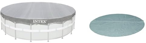 Intex bâche Protection pour Piscine Ronde 5m49 & bâche à Bulles (ø) 5,40m renforcée pour Piscine (ø) 5,49m