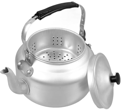 MAGICLULU Portable Teapot with Filter and Handle 4Oz Aluminum Tea Kettle Lightweight Water Kettle for Home Office Camping Loose Leaf Tea Brewing