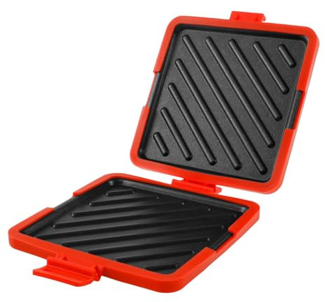 BAODBF Microwave Toastie Sandwich Maker and Grill, 147×145×42MM Sandwich Toaster, Toastie Maker for Low Calorie Thin Bread (Red)