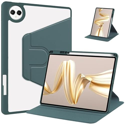 Étui pour tablette Huawei MatePad Pro 12,2 2024 - Support à 360° - Avec porte-stylo - Avec fonction veille/réveil automatique - Vert